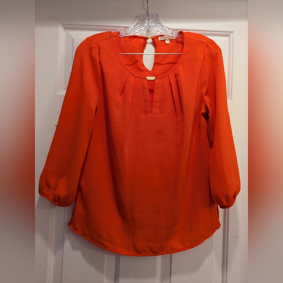 Skies Are Blue Tops - Skies Are Blue Stitch Fix Satin Orange Polyester Blouse Top Sz Small *GUC